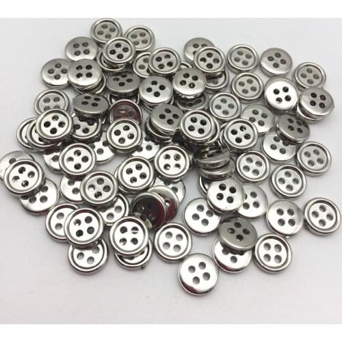 1000pcs 9mm Plastic Metallic Silver Round Baby Sewing 4 Holes Buttons For Scrapbooking Doll Garment Accessories Embellishments