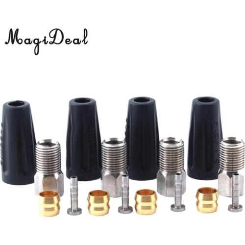 16Pcs Bike Bicycle Hydraulic Disc Brake Hose BH90 Fittings 4 Olive/Bushing & 4 Connector Inserts & 4 Tubing Screws & 4 Dust Caps
