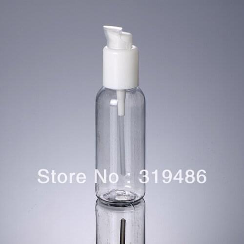 300pcs/lot Newest Capacity 60ml PET Round Transparent Bottle with Press Pump For Lotion Cosmetic Packaging PTE11