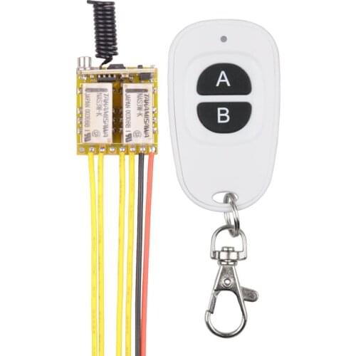 4V 9v 12v 24V Micro 2CH Relay Remote Switch 2Button White Remote NO COM NC Small Volume Contact Wireless remote Switch 100pcs