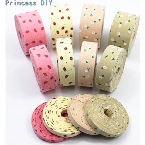 5Meter/L 10 25 40mm Cute Lovely Fruit Ribbon Small Floral Printed Polyester Cotton Fabric Cloth DIY Bow Craft Accessory Material