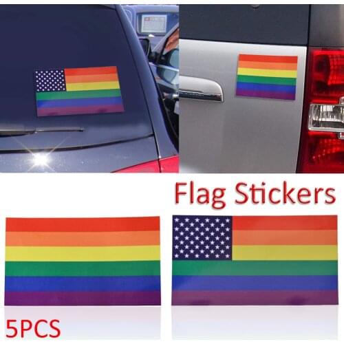 5pcs/lot Rainbow Flag Wall Stickers Colored Stripes Car Refrigerator Suitcase Glass LGBT Stickers Decals 6.5*11.5 Cm