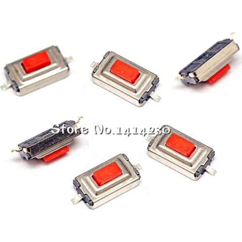 50Pcs High Quality 3*6*2.5mm 3*6*2.5H SMD Red push button switch microswitch Tact Switch