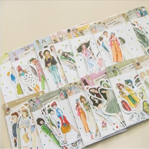 6-49 Pcs/Bag Cute cartoon Retro Fashion girl student mini paper sticker decoration DIY ablum diary scrapbooking label stickers