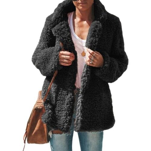 80% HOT SALES！！！Women Autumn Winter Long Sleeve Plush Warm Coat Open Front Warm Cardigan Jacket