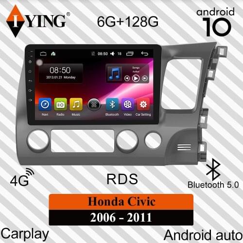 Wireless Carplay For Honda Civic 2006-2011 Android Auto Car Radio Multimedia Video Player Navigation GPS DSP 32EQ Android 10