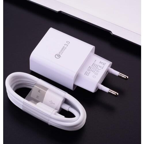 QC 3.0 Fast USB Charger Adapter Type C Micro Charge Cable For Xiaomi POCO X3 Mi A3 A2 Note 10 lite 9A Redmi 6A Note 5 7 8 9 Pro