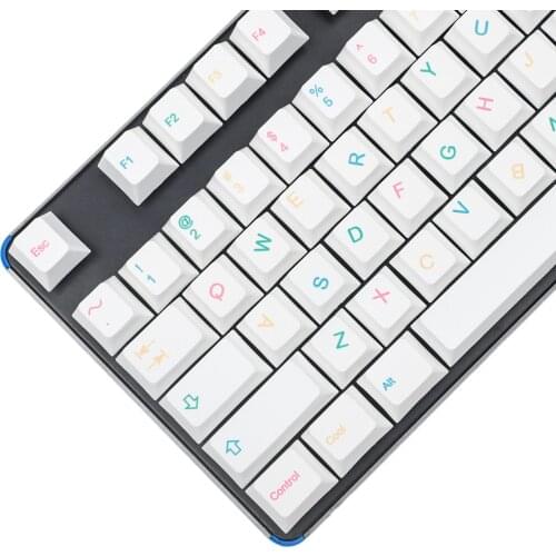 Five Sides Sublimation 129 Key Cherry Dye-Sub Unique Font White PBT Keycap Similar to GMK Color