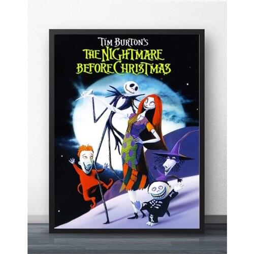 Home Decoraiton Canvas Painting Wall Art Pictures Nordic Nightmare Before Christmas Movie Artwork Poster Printed For Living Room
