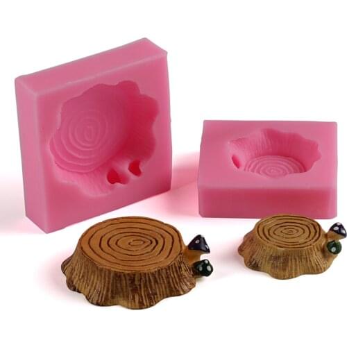 Facemile 2PCS Xmas Wood Tree Stump Mushroom Silicone Mold DIY Fondant Cake Decorating Tool Bakware Soap Chocolate Candy Mold