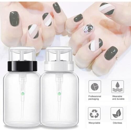 200ml Nail Art Bottle Empty Pumping Dispenser Cleanser Container Nail Polish UV Gel Remover Alcohol Press Tool