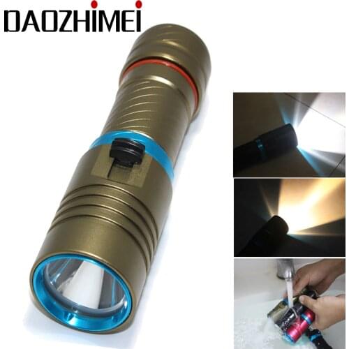 XM-L2 Waterproof Dive Underwater 80 Meter LED Diving Flashlight Torches yellow Lamp Light Camping Lanterna With Stepless dimming