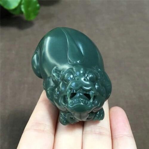 Hetian jade stepping green hand-cranked pieces of fine-grained fine-grained three-dimensional carvings of Soviet-style hp22