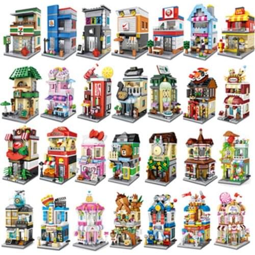 LOZ 300-400 Pieces Mini Commercial Street view Scene Building Toys model Creative Puzzle Building Toy for Children birthday gift