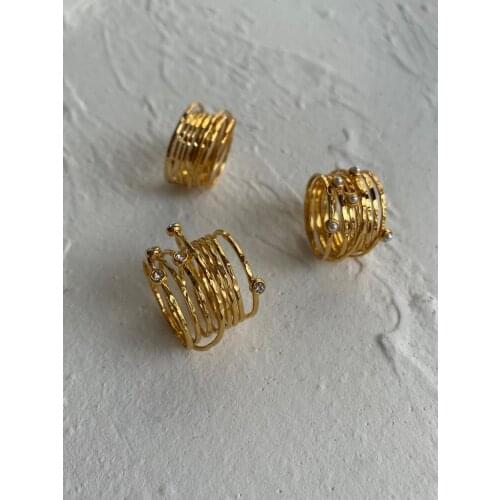 RISPADA INS JZ31653 HOT Simple Gold Plated d Wide irregular Ring