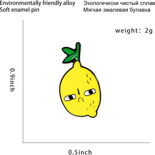 Cartoon lemon metal Brooch creative fruit shape pin decoration student clothes bag decoration gifts to friends