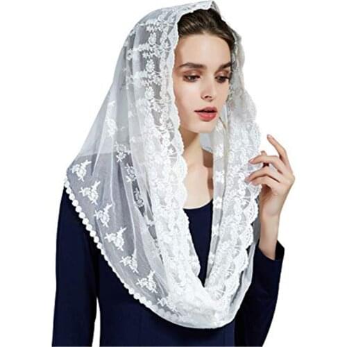 Muslim Catholic Lace Veil Christian Muslim Veil Scarf Sari Black Bridal Veil