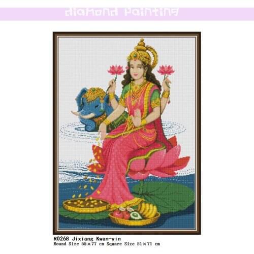 Diamond Painting Kits Jixiang Kwan-yin Sets Round & Square Embroidery Mosaic Art Picture Rhinestones Full Drill Home Decor Gift