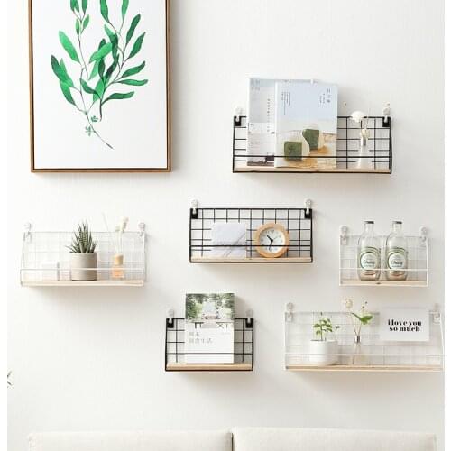 Flower Holder Nordic Wall Decoration Storage Shelf Vintage Metal Iron Sundries Storage Rack Decorative Wall Shelves Organizador