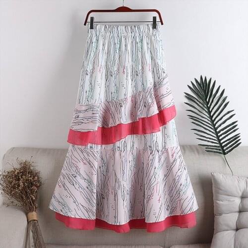 New 2020 Sexy Stripe Print skirt Skirt Fashion Wome Vintage Long Waist Open Casual Boho Mermaid skirt