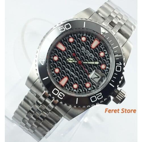 New Bliger 40mm Top luxury Black dial Sapphire Glass Automatic MIYOTA Movement Mental Strap Stainless steel gold case Men Watch