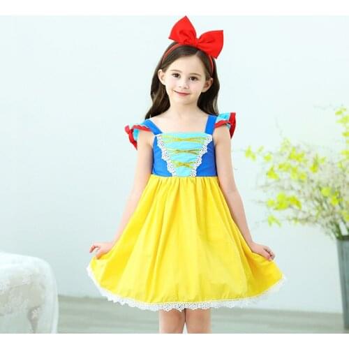 Girls Snow Princess Dress One Piece Cosplay Costume Summer Dresses Chilren Clothes Halloween Christmas Birthday Party Dress Gift