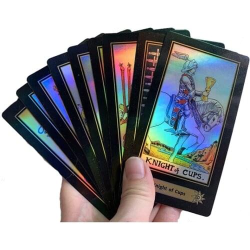 Full English Holographic Tarot Board Game High Quality Paper 78 PCS Shine Cards for Astrologer