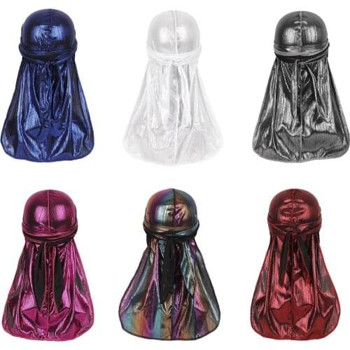 Unisex Silk Durag Long Tail Pirate Hat Satin Breathable Headwrap Chemo Cap