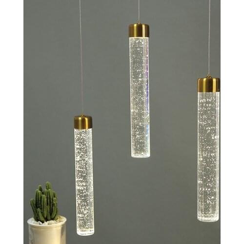 Modern Minimalist Bubble Crystal LED Pendant Lamp Bar Counter Front Desk Wrought Iron Gold-Bronze Hanging Lighting Fixtures