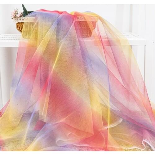 Sewing Fabric Mesh Lace Fabric Rainbow For Childrens Skirt Sewing Material Christmas Decoration 50*150cm/Piece TJ0263
