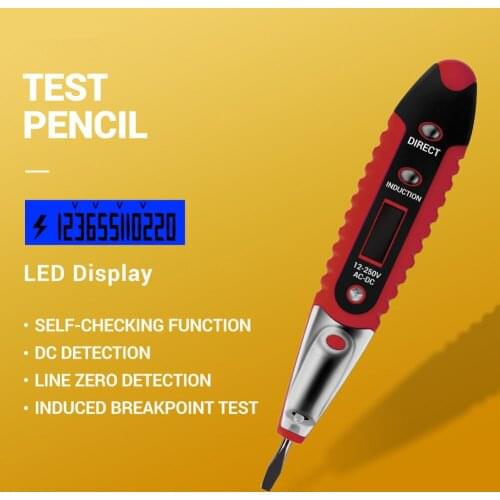 High Precision Electrical Detector Screwdriver Outlet Circuit Voltage Tester LCD Digital Test Pen with Night Sight LED Light