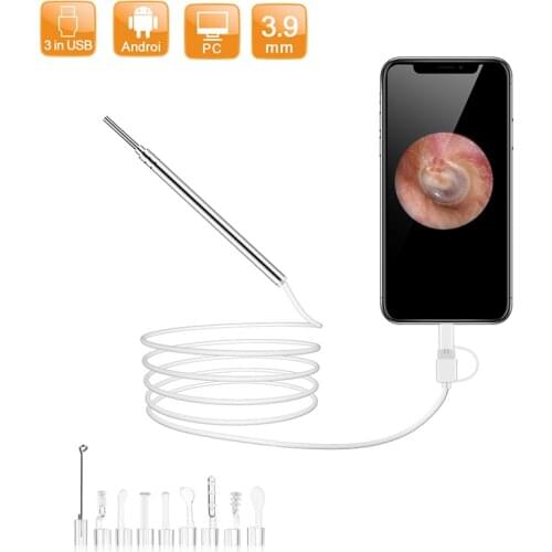 WIFI HD1080P Ear Otoscope Multifunction Endoscopy 3.9mm Small Lens Visual Ear Spoon Ultra 3IN1 HD Ear Spoon Endoscope Camera