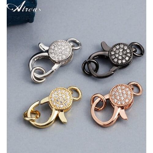 DIY Jewelry Copper Micro Pave Zirconia Clasps Supplies Findings Fasteners Lobster Screw Connector Hook Women Jewelry Making