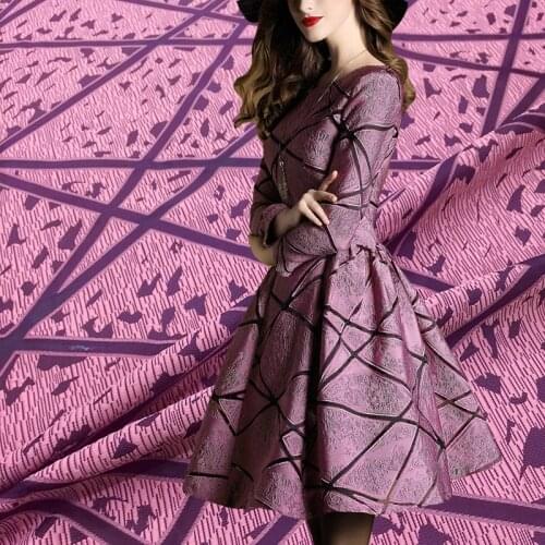 140cm width France imported pink jacquard tapestry jacquard fabric fashion wedding ball women coat dress fabric DIY clothing