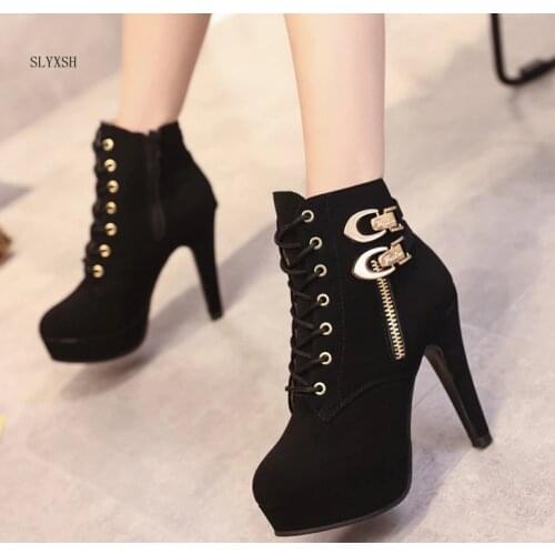 New fashion black andred Autumn Winter Women Boots Suede Female Side Zipper Boots Vintage Fashion Ankle Boots
