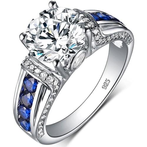 RedWood Brand 2ct Real Moissanite Ring For Women Real 925 Sterling Silver 14K White Gold Plated Diamond Ring Wedding Jewelry