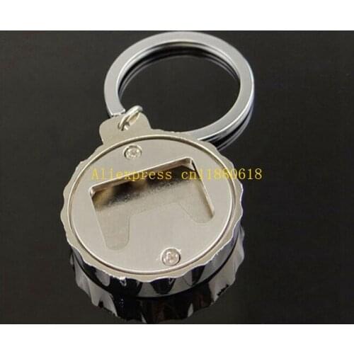 100pcs/lot Free Shipping Wholesale Gift Beer Bottle Round Cap Cover Bottle Opener KeyChain