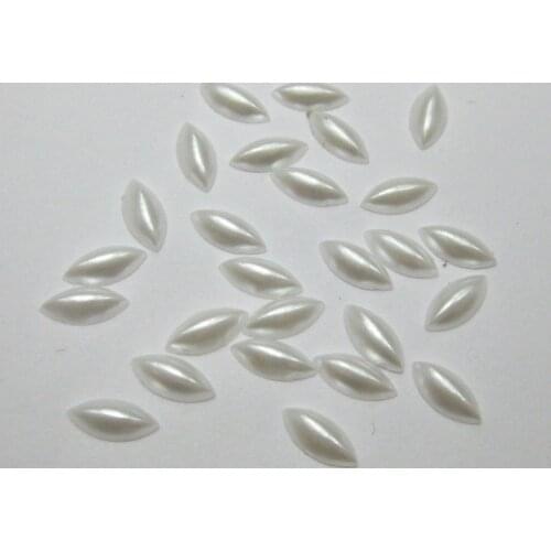 1000 Pure white Horse Eye Half Pearl Bead 4X8mm Flat Back Scrapbook Craft