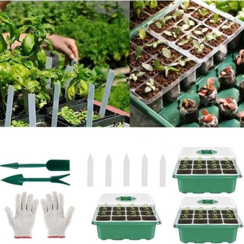 3 Pcs Seed Starter Tray 12 Cells Grow Box Tray Gardening Germination Plant Preservation Box Kit For Plant Seedling Gardening
