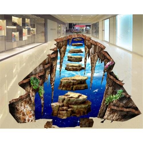 Beibehang 3d wall wallpaper Custom wallpaper self adhesive large suspended stone road 3D floor 3d wallpaper for living room