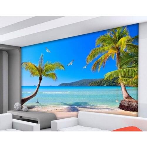 Landscape wallpaper murals Sea View tree 3d wallpaper modern for living room murals Non woven wallpaper