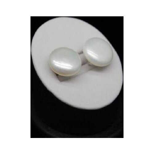 Free shipping>>>>noble jewelry Charming 12-13MM white coin pearl stud earrings 14k yellow gold