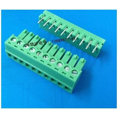 Free shipping pcb terminal 2EDG-3.81 3.81mm male and female 11Pin / 12Pin / 13pin / 14pin curved needle 5sets/lot