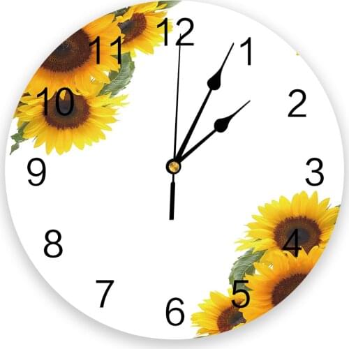 Sunflower Flower White New Wall Clock Fashion Living Room Quartz Watch Modern Home Decoration Round Clocks