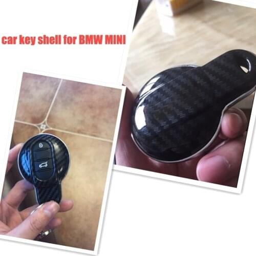 Car ABS Key Carbon Fiber Case Shell Key Chain Key Cover Key Bag For BMW mini cooper clubman F56 F55 F5 Car Styling Accessories
