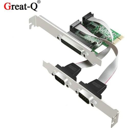 Dual rs232 Serial Port COM & DB25 Printer Parallel Port LPT to PCI-E PCI Express Card Adapter Converter AX99100 Chip
