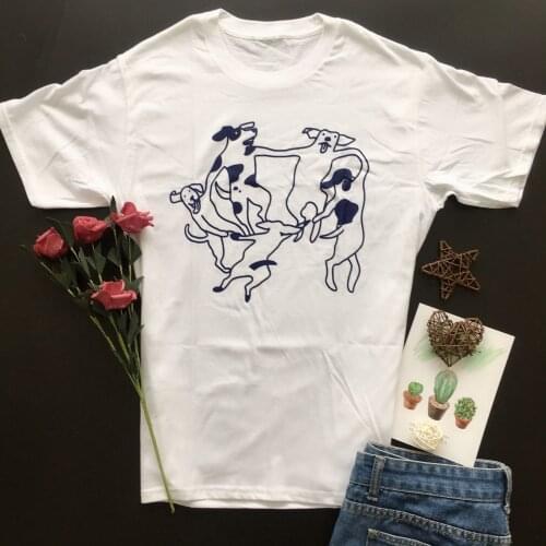 Kuakuayu HJN Matisse The Dance Dogs Dance Graphic Funny Printed T-Shirt Casual Stylish Unisex Tee Girl Kawaii Dogs Hipster