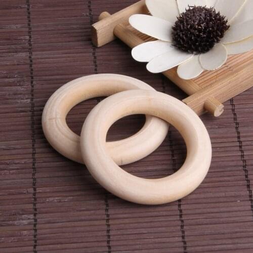 5pcs Crafts DIY Baby Teething Natural Wooden Rings Necklace Bracelet 55mm F3ME