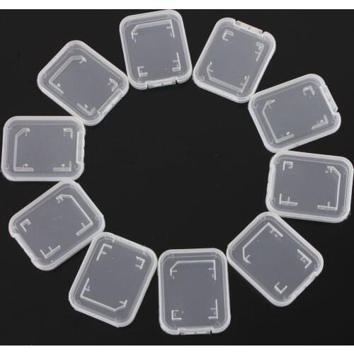 10pcs Transparent Standard Sd Sdhc Memory Card Case Holder Box Storage Boxes New Individual Memory Card Clear Plastic Case