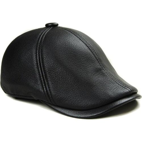 Leather Hat Mens Autumn And Winter Sheepskin Bailey Duck Tongue Elastic Style
